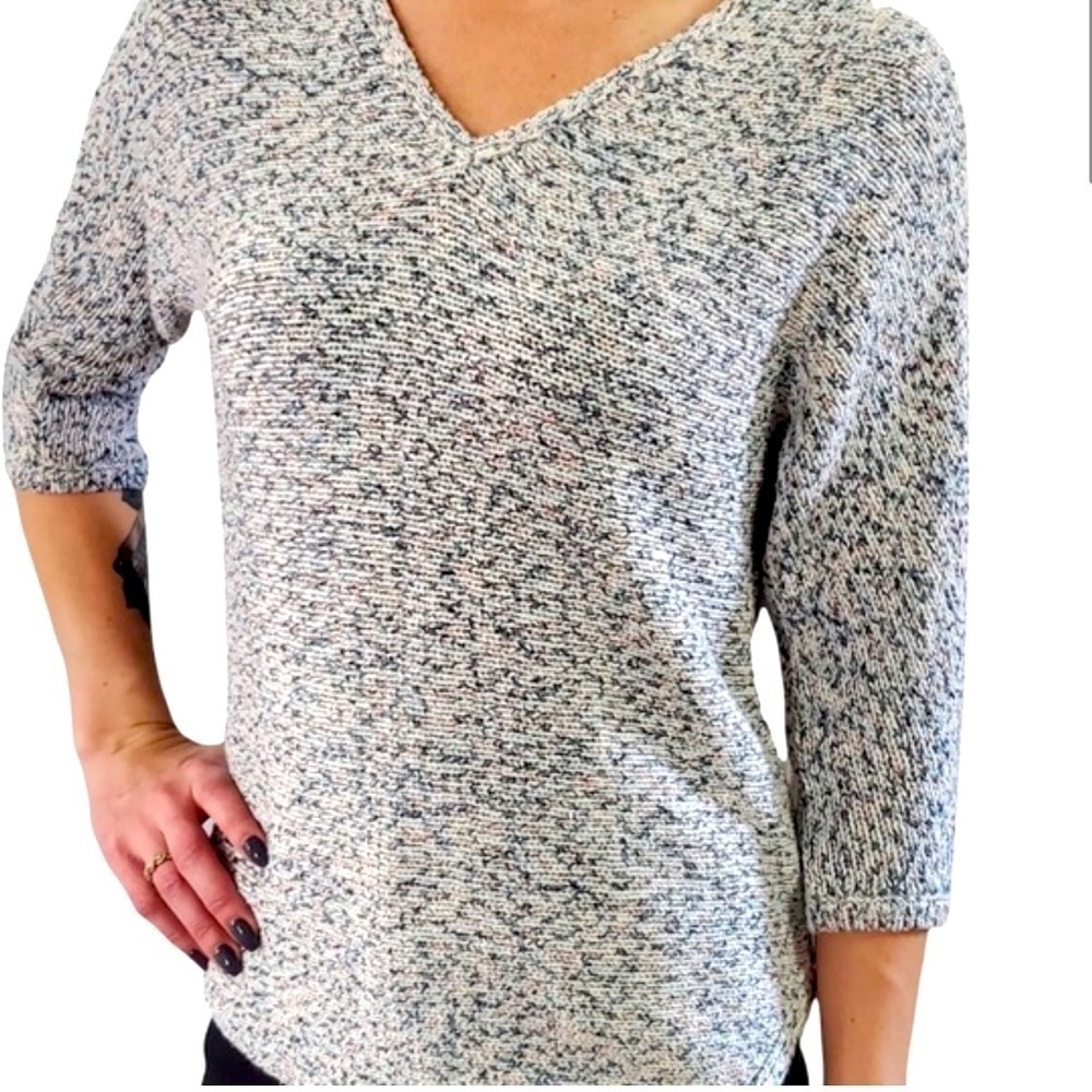 Chico's womens sweater multicolor size 1 chest 40 cotton blend. Mix of colors